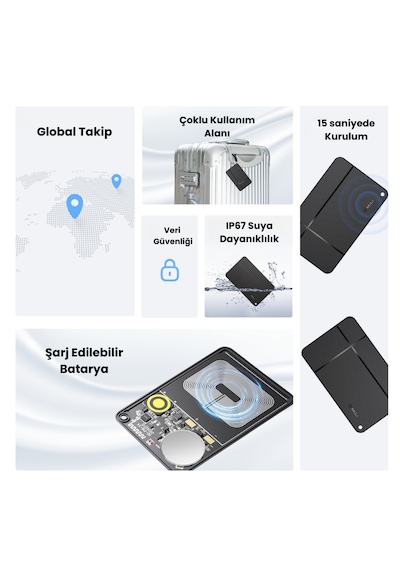 Hi Kart Apple Uyumlu iOS &android Takip Cihazı & Dijital Kartvizit Siyah Tekli Paket