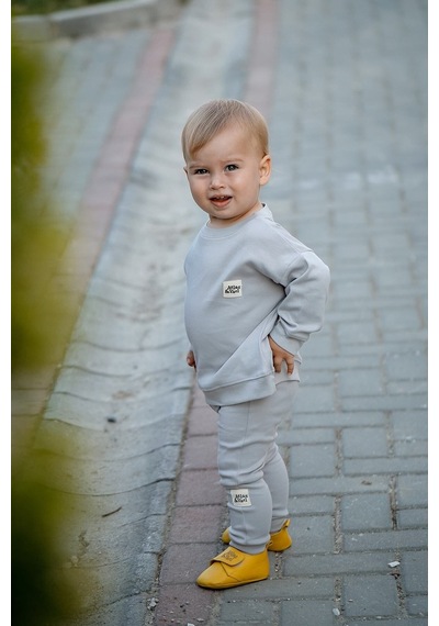 Atlasyael Atlas&yael %100 Organik Pamuk Gots Organik Belgeli Bebek Oversize Sweatshirt - Gri
