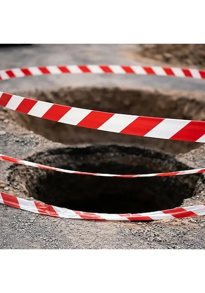 110 Metre 60mm İkaz Şeridi Uyarı Bandı Emniyet Şeridi Emniyet Bandı Kırmızı Beyaz Bn110