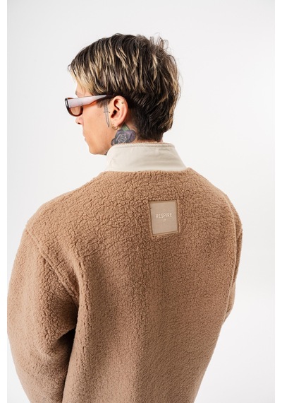 Respire Erkek Zip Oversize Teddy Ceket Kahve Kahverengi