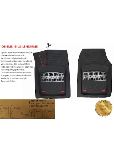 Uno 1992 Uyumlu 3 Cm Havuzlu 5 Parça Set 4d Paspas Takımı Siyah - Gri