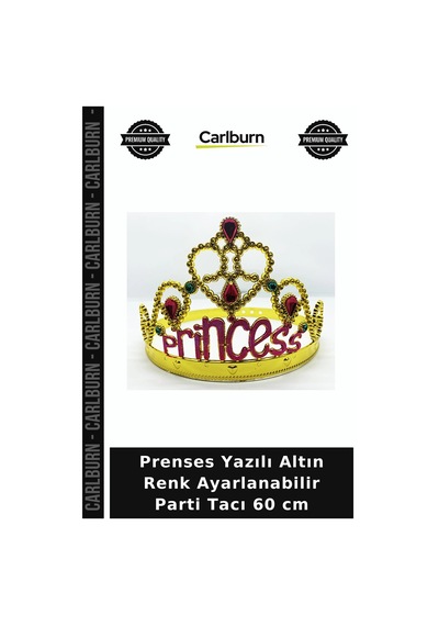Prenses Yazılı Altın Renk Ayarlanabilir Parti Tacı 60 Cm Eğlence Unsuru +3