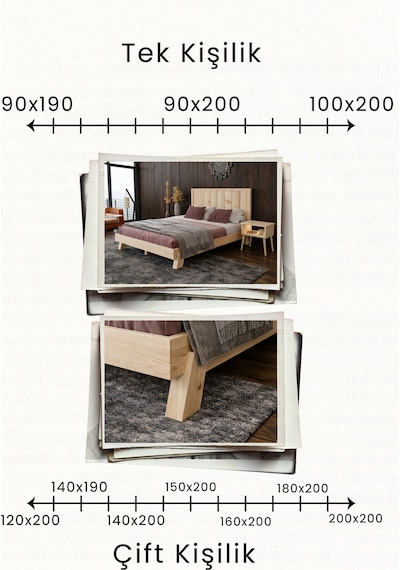 Hüma Dikey Başlıklı Masif Ahşap Karyola Ve 2 Adet Vernik 90x190