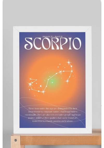 Scorpio Akrep Burcu Çerçeveli Tablo Aura Enerji Renkleri Astrolojik Takım Yıldızı Sembolü