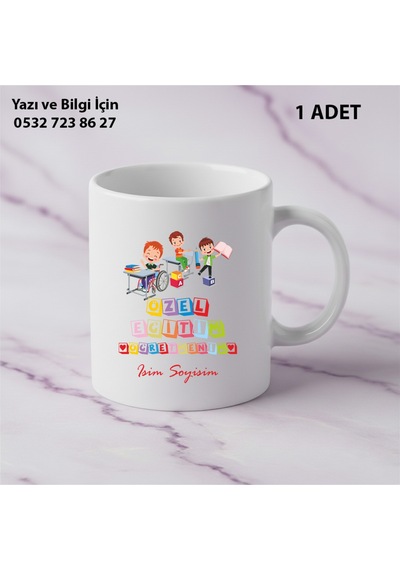 Özel Eğitim Öğretmeni Öğretmenler Günü İçin Kişiye Özel İsim Baskılı Kupa Bardak Öğretmene Hediyelik Beyaz