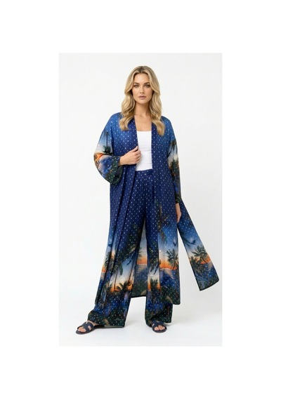 Lila Mare Kimono Takım, Pantolon Ve Kimono Lacivert Lacivert