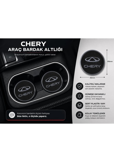 Chery Araç Bardaklık Altlığı , Chery Şişe Ve Bardak Altlığı, Chery Logolu Oto Bardaklık Altlığı