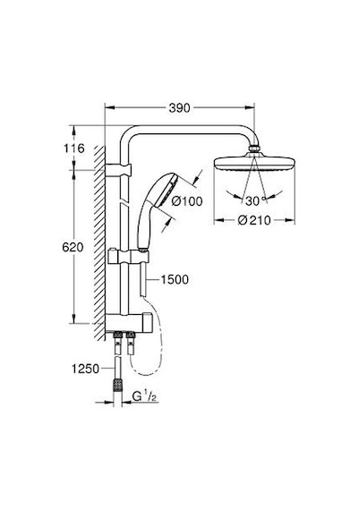 Grohe New Tempesta Tepe Duşlu ve El Duşlu Duş Sistemi Krom