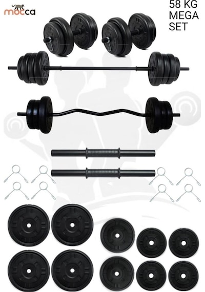 58 Kg Z-Barlı MEGASET Halter Seti Ve Dambıl Seti Ağırlık Fitness Seti