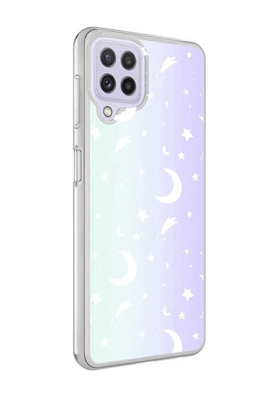 Samsung Uyumlu Galaxy M22 Kılıf Zore M-blue Desenli Kapak Moon No4