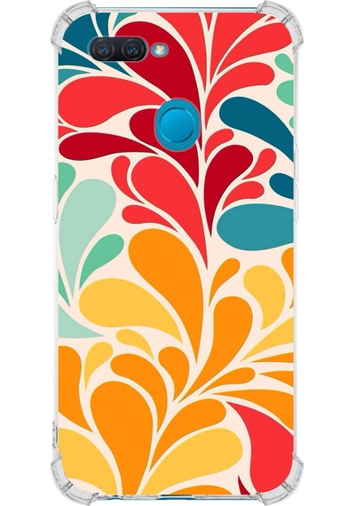 Oppo A5s Uyumlu Retro Color 5 Baskılı Şeffaf Köşe Korumalı Antişok Kılıf