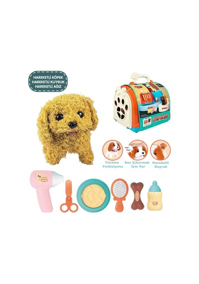 Jnd-3615-1 Taşıma Çantalı Hareketli Pilli Köpek Set Pet Shop -vardem Oyuncak Standart