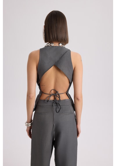 Mai Collection Mai Studios Co. Nagmetah Sırt Pencereli Antrasit Yelek Pantolon Takım Antrasit