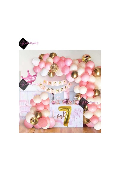 Bkmc Kızlar İçin Pembe Kraliçe Taçlı Lüks 7 Yaş Doğum Günü Parti Süsü İyiki Doğdun Bmcnm866 256