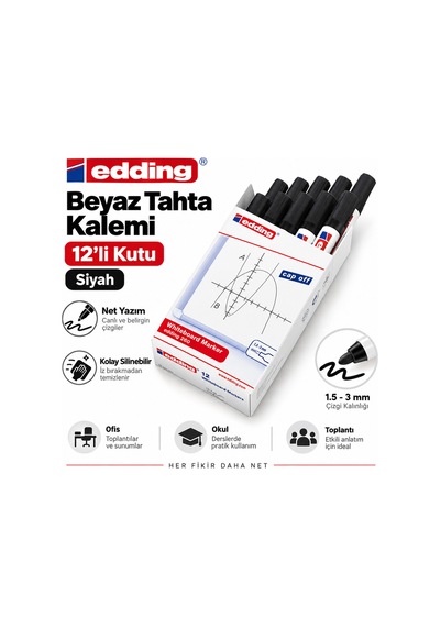 260 Beyaz Tahta Kalemi 12 Li Kutu Siyah