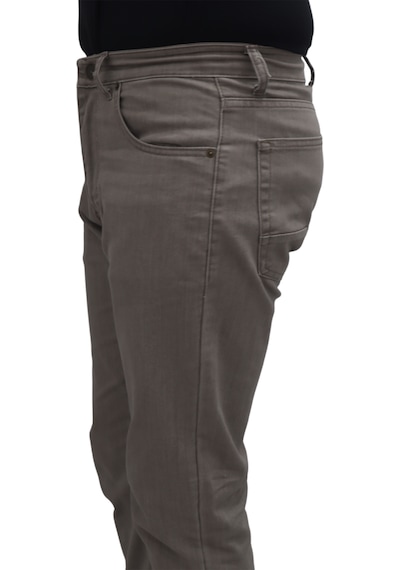 Dmc Tekstil Hacker Denim Erkek Koyu Bej Yüksek Bel Rahat Kesim Boru Paça Büyük Beden Jean Pantolon