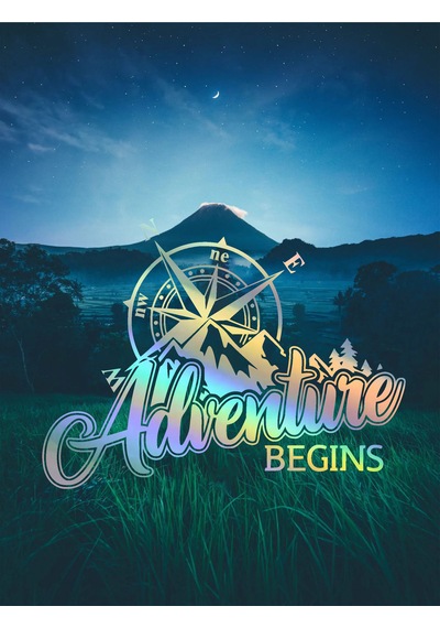 Adventure Begins Sticker - Araba Oto Motosiklet Karavan Araç Cam Sticker - 00344 40x30 Cm