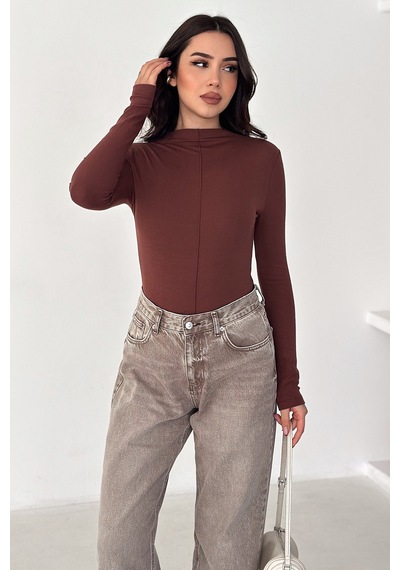 Noa & Noa Kadın Dikiş Detaylı Fit Bluz White Line bordo