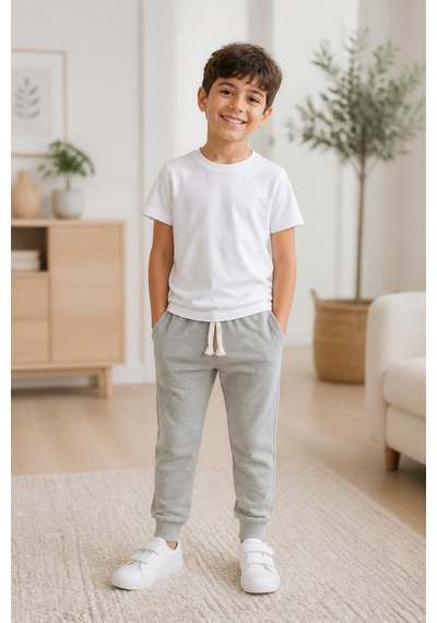 Eray Alp Kids Unisex Çocuk Gri Eşofman Altı Günlük Rahat Kombin