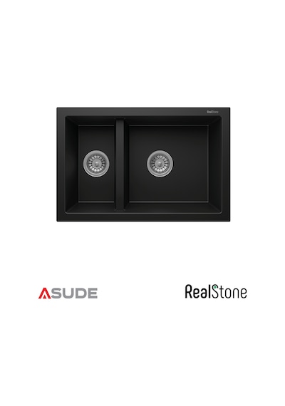 Realstone P018 Bergama 1.5 Göz Granit Evye 700 460 Mm Siyah