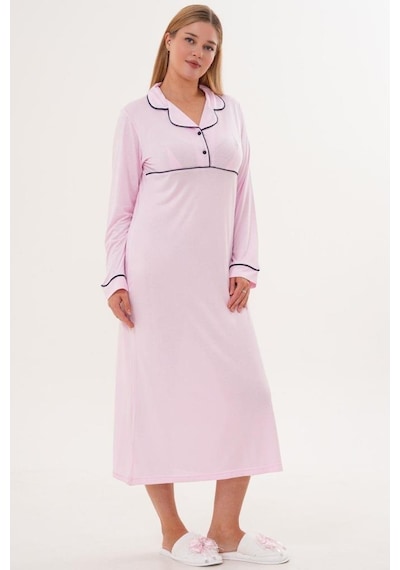 Mecit Pijama Mecit 6334 Pembe Kadın Sabahlıklı Gecelik Takımı Pembe