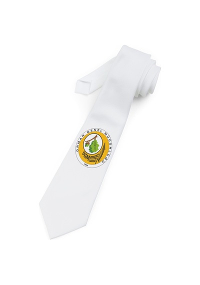 Baskıbazar Since Orman Genel Müdürlüğü Logo Baskılı Saten Lüks Kıravat Baskıbazar Beyaz