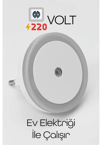 Yuvarlak Otomatik Gece Lambası Işığa Duyarlı Karanlık Ldr Sensörlü Koridor Beyaz Gc01 Beyaz