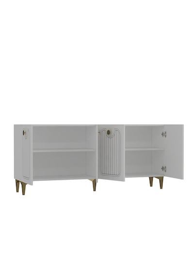 Milano Lazer Pleksi Desen Konsol Tv Sehpası Çok Amaçlı Dolap 180 Cm Ba Beyaz - Altın Milano Lazer Pleksi Desen Konsol Tv Sehpası Çok Amaçlı Dolap 180 Cm Ba Beyaz - Altın