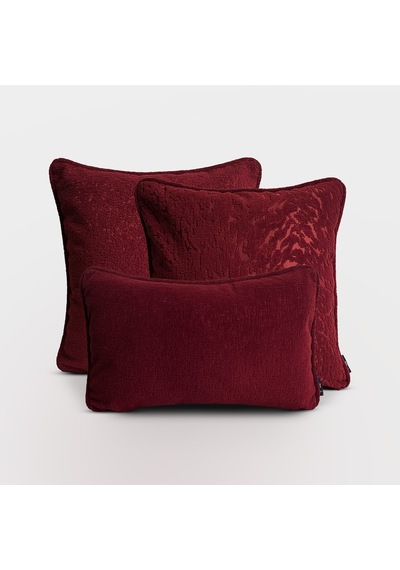 "scarlet Ruby" Dokulu Kırlent Kılıfı Seti - Bordo