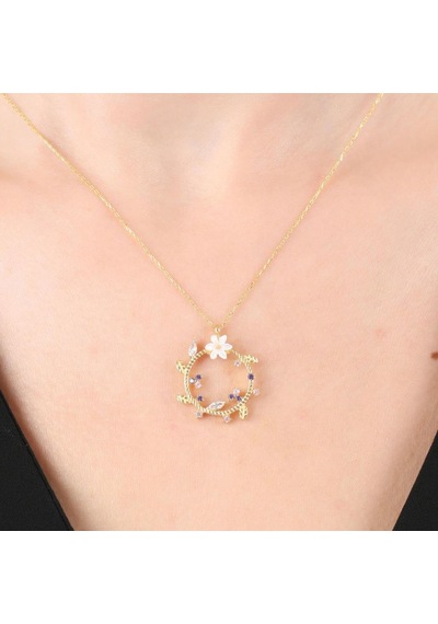 Mia vento Manolya Çiçeği Mutluluk Haresi Gold Renk Flowers Gümüş Kolye