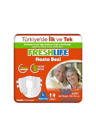 Freshlife 4'lü Large Bel Bantlı Yetişkin Hasta Bezi 30x4 120 Adet L