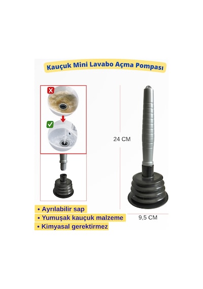 Kauçuk Küçük Lavoba Gider Açma Pompası