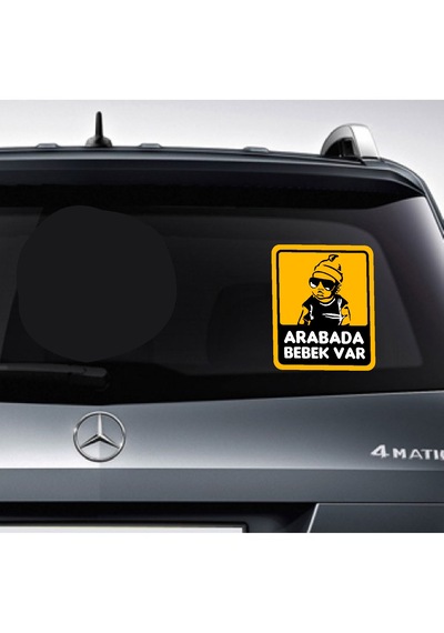 Arabada Bebek Var Sticker - Araba Oto Araç Sticker - 00650 25X21 Cm