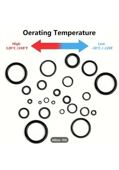 Unıversal Oring Seti Siyah 20 Tip - 990 Adet