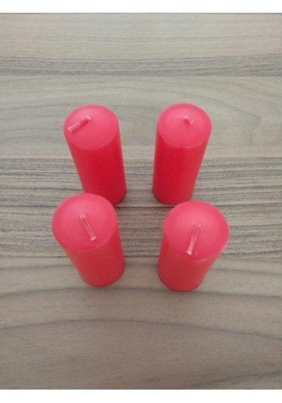 4'Lü Kokusuz Kırmızı Bozkurt Silindir Mum 3.5*9Cm (361458268)