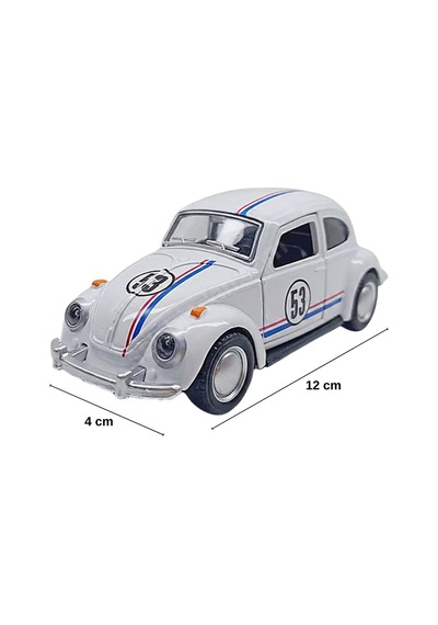 1:36 Ölçek Metal Vosvos Çek Bırak Araba Kapıları Açılan Oyuncak 1967 Volkswagen Beetle - Beyaz