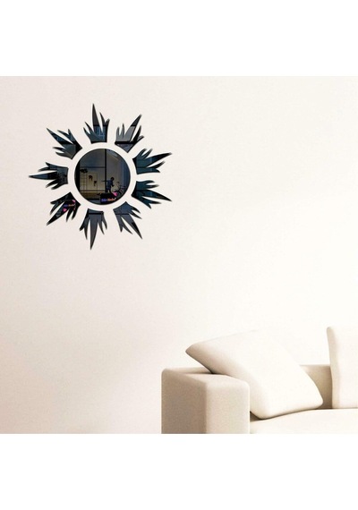 Güneş010 Model Modern Tasarım Mdf Üzeri Akrilik Duvar Dekorasyon Ürünleri Siyah Renk 50 X 50 Cm