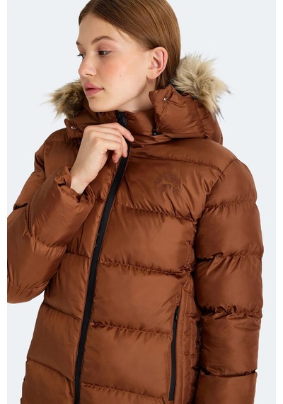 Slazenger Guest Kadın Puffer Şişme Mont Taba