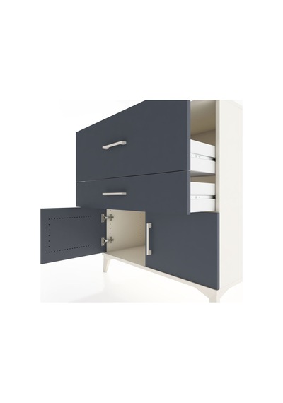 Hyperion Şifonyer 2 Raflı Tek Çekmeceli 2 Kapaklı 88x44x96 Aytaşı-antrasit Aytası