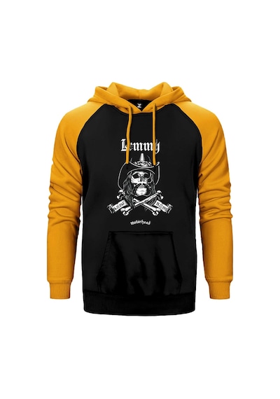 Motörhead Lemmy Kilmister Skull Sarı Renk Reglan Kol Kapşonlu Sweatshirt Sarı
