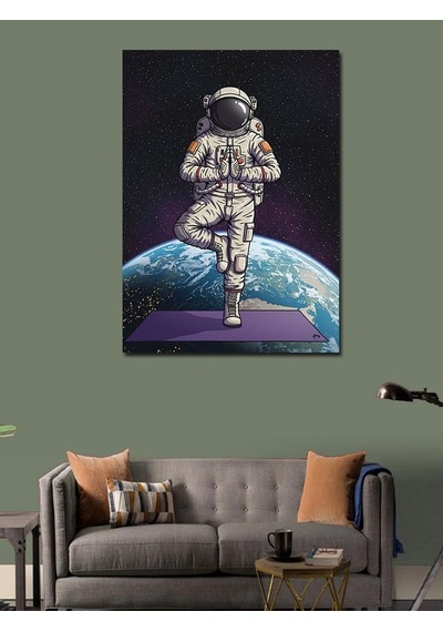 Kanvas Tablo Astronot Ve Dünya Manzarası 100cmx140cm