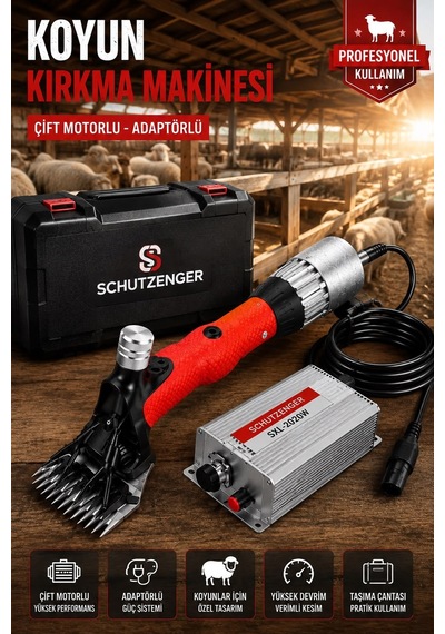 Devir Ayarlı Koyun Kırkma Makinesi Kömürsüz Motor Çift Motorlu Adaptörlü Soğutmalı Beiyuan Bıçaklı