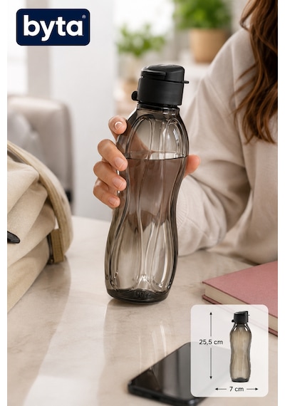 750 Ml Sızdırmaz Su Şişesi Matara Bpa İçermez Ergonomik Tasarım Spor Okul Ofis Seyahat Siyah