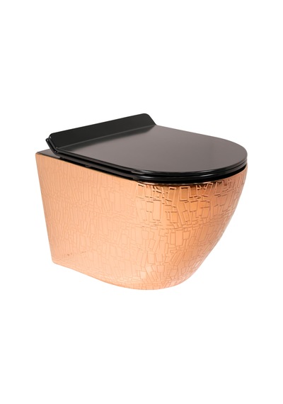 Paluci Tesla Black Rose Gold Kanalsız Asma Klozet,yavaş Kapanır Kapak Renkli