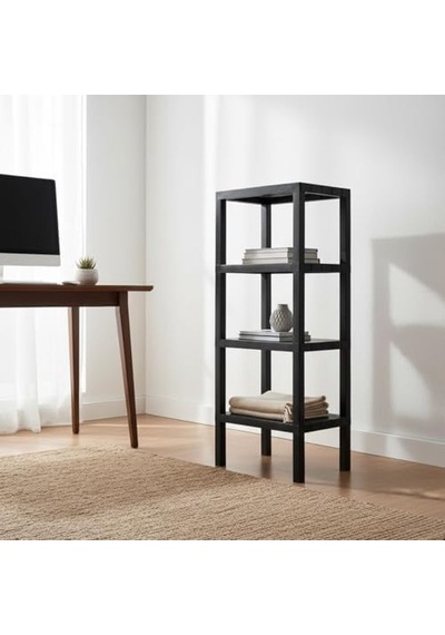 4 Katlı Köşe Rafı Banyo, Mutfak Ve Kiler İçin Yer Tasarruflu Organizer Çok Amaçlı Plastik Raf 4 Farklı Renk Seçeneği 38x29x100cm Siyah
