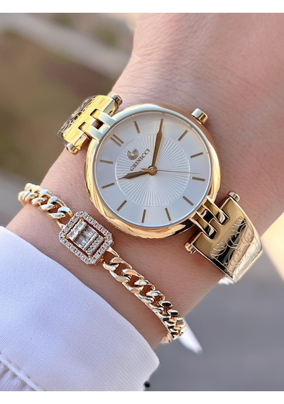 Revello Altın Kaplama Kararma Renk Atma Yapmaz 3atm Su Geçirmez+bileklik Lady Wristwatch Grc.101.m1