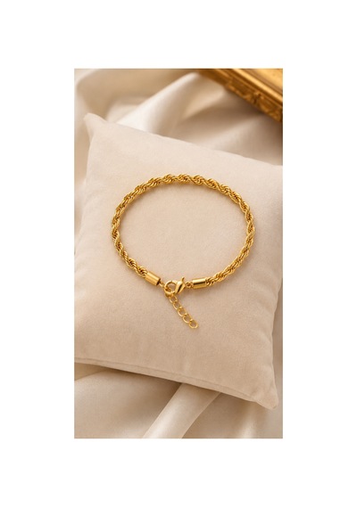 Gold Renk Burgu Zincir Kadın Ayarlanabilir Paslanmaz Çelik Şık Bileklik Altın - 890441131 Altın