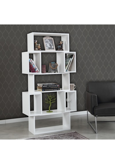 Pasifichome Box Raflı Kutulu Beyaz Kitaplık / Çalışma Odası Kitaplık