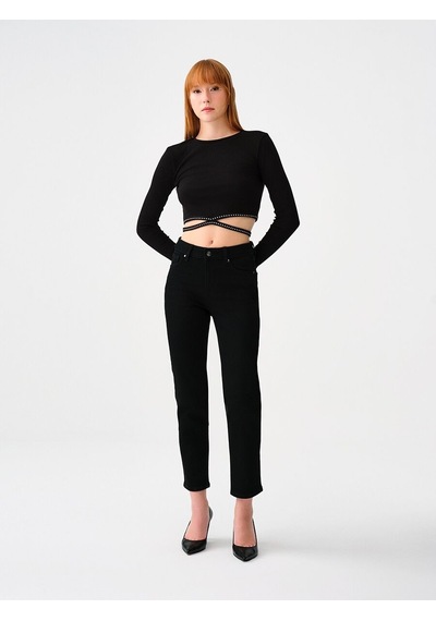 LOFT Crop Kadın Bluz U.kol Lf2037734 Q1.v1 Siyah