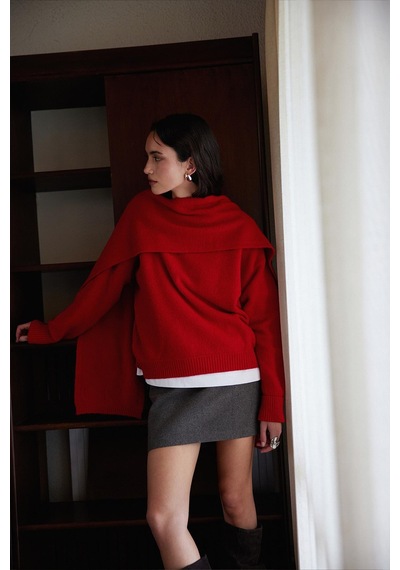 Suud Collection Kırmızı Bella Oversize Kazak